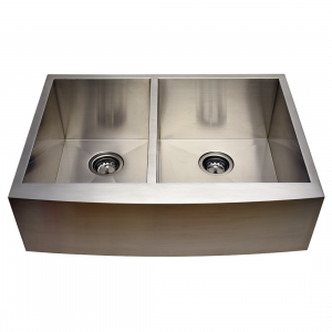 AP3319BS-10R <br>33″ 40/60 Stainless Steel Apron Sink